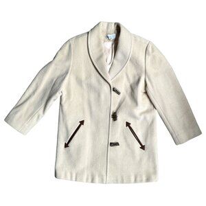 Lands End Overcoat Womens Wool Mohair Coat 14 Cottagecore Embroidered Western